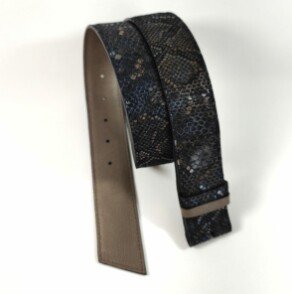 Ceinture reversible femme Motif "python" Bleu  / Gris taupé